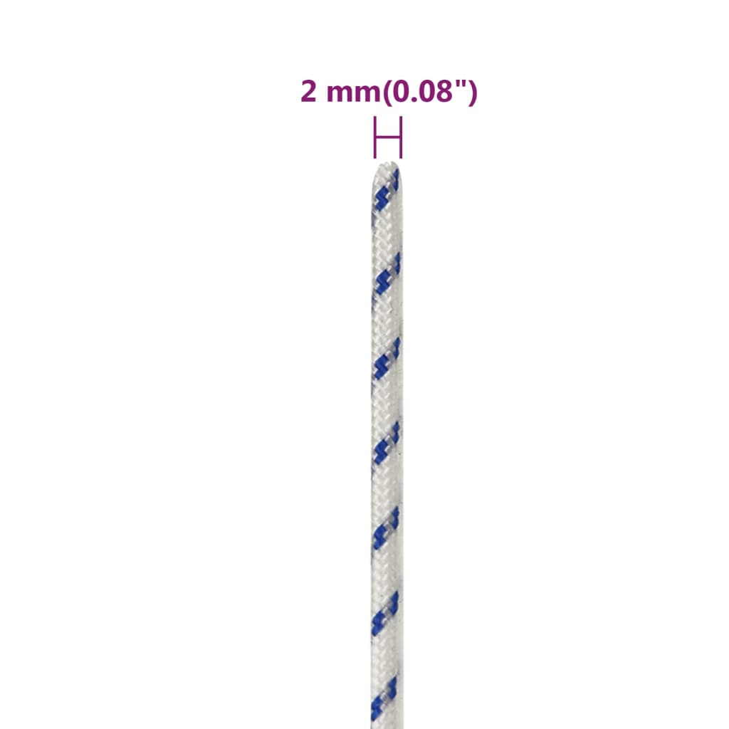 vidaXL Valties virvė, baltos spalvos, 2mm, 25m, polipropilenas