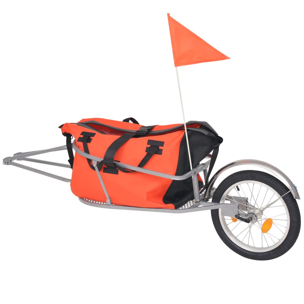 vidaXL Dviračio priekaba su krepšiu daiktams, oranžinė ir juoda