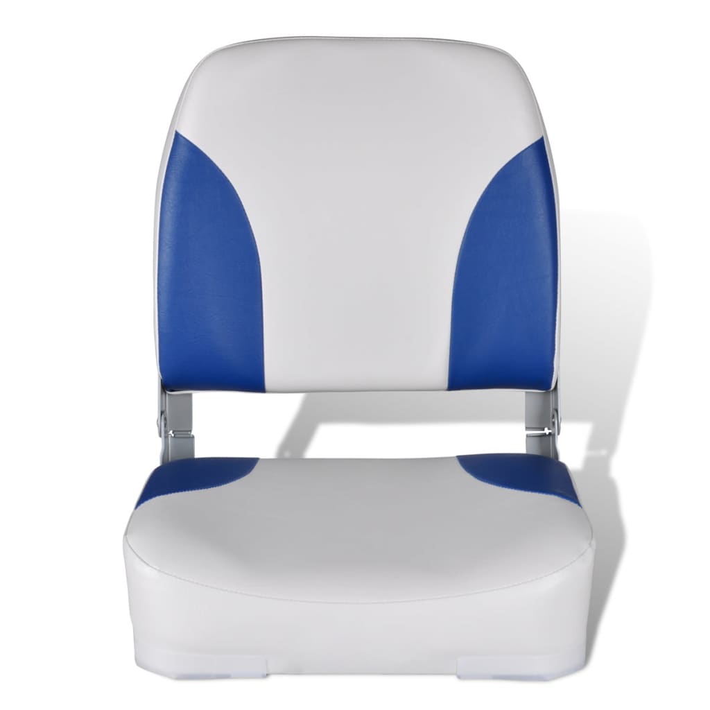 vidaXL Valties sėdynė su atlošu, mėlyna/balta, 41x36x48cm, sulankstoma