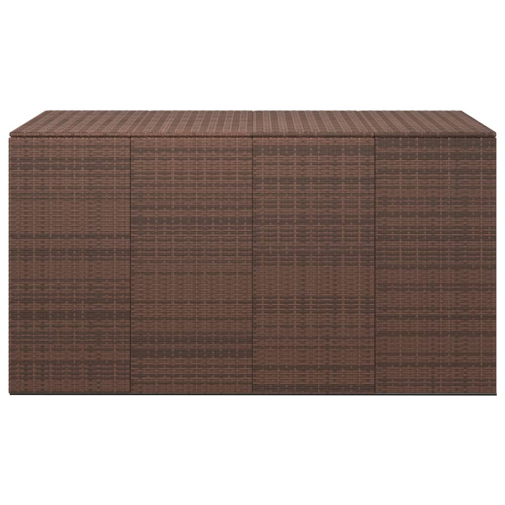 vidaXL Sodo dėžė pagalvėlėms, ruda, 194x100x103cm, PE ratanas