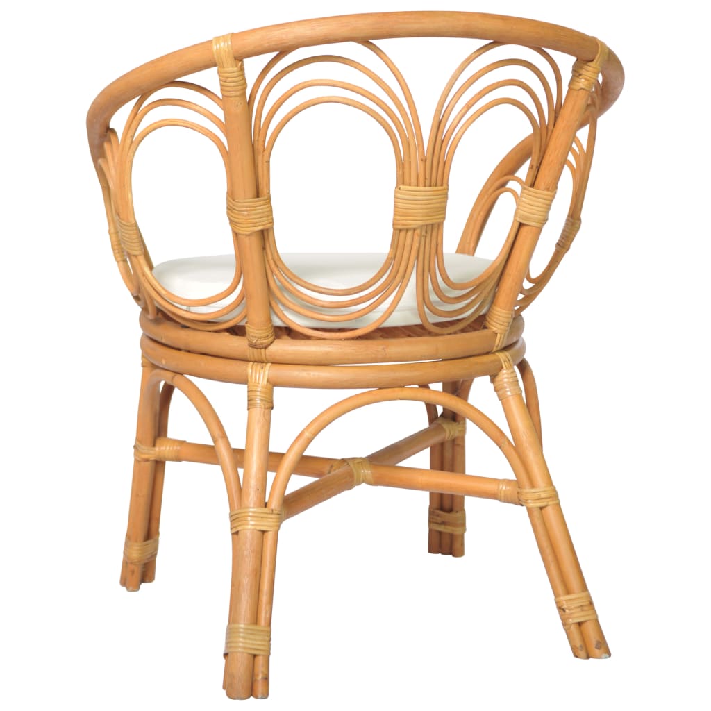 vidaXL Valgomojo kėdė su pagalvėle, šviesiai ruda, natūralus ratanas ir linas