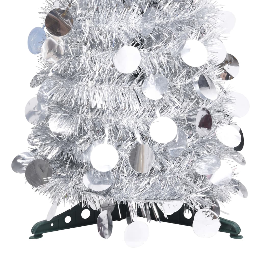vidaXL Išskleidžiama dirbtinė Kalėdų eglutė, sidabrinė, 180cm, PET