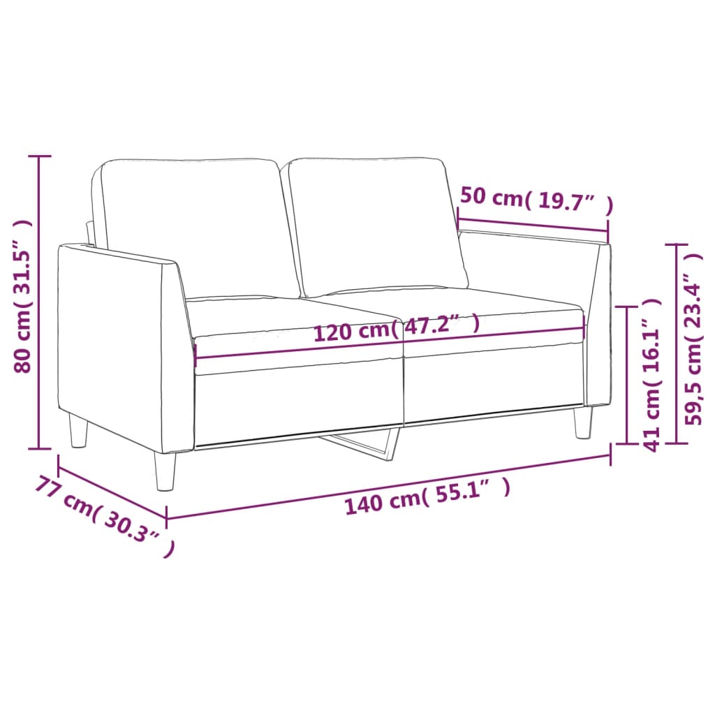vidaXL Dvivietė sofa, kapučino spalvos, 120cm, dirbtinė oda