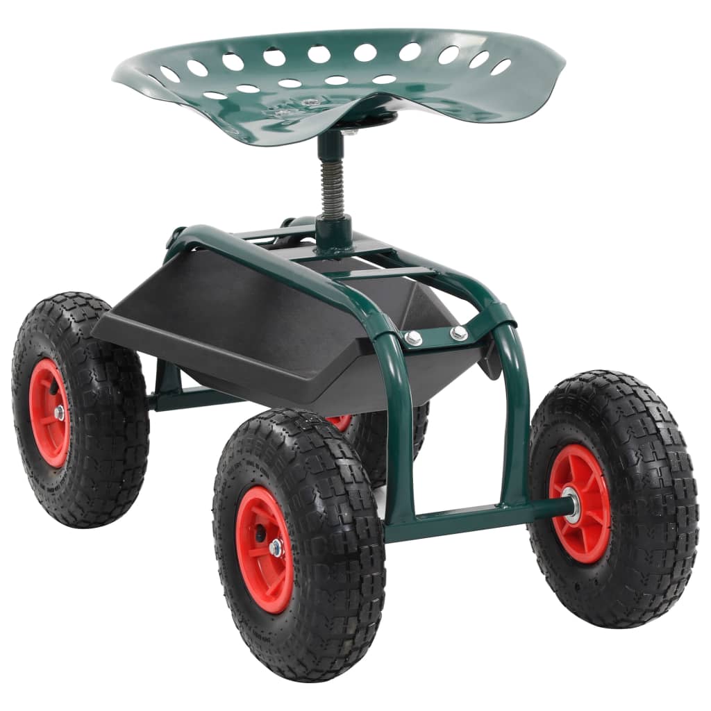 vidaXL Sodo vežimėlis su padėklu įrankiams, žalias, 78x44,5x84cm