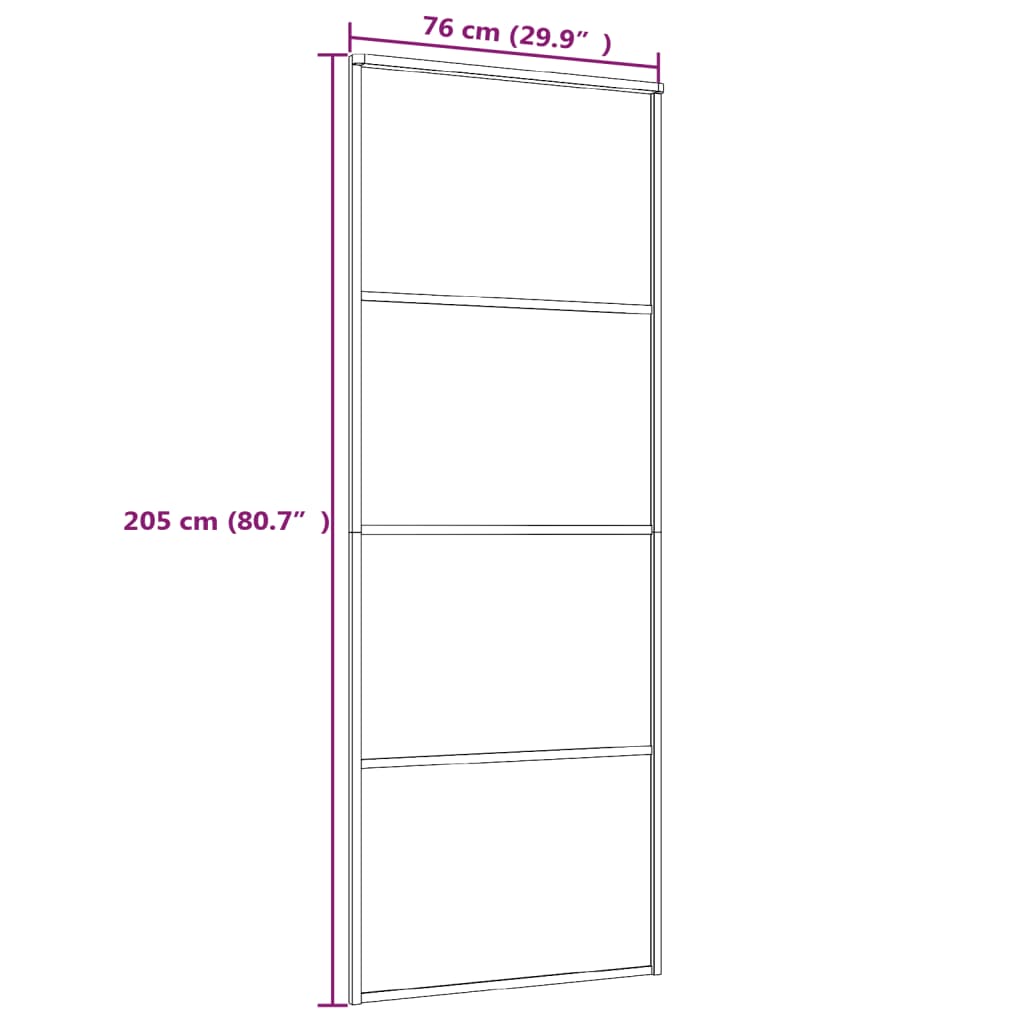vidaXL Stumdomos durys, juodos, 76x205cm, aliuminis ir ESG stiklas