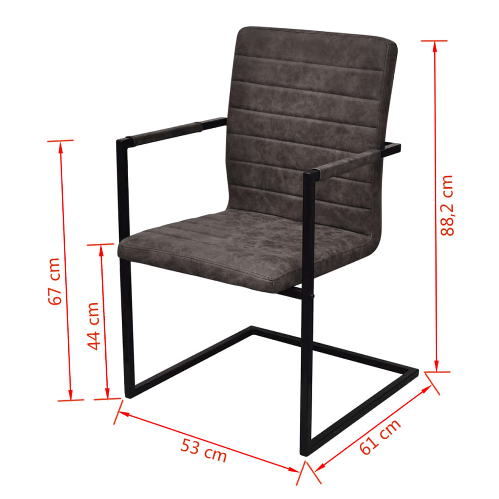 vidaXL Gembinės valgomojo kėdės, 2vnt., rudos spalvos, dirbtinė oda
