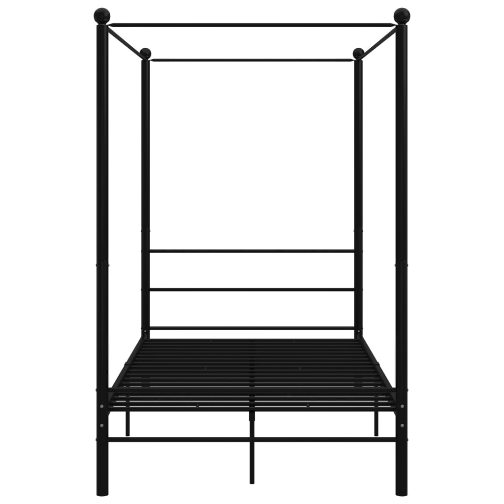 vidaXL Lovos rėmas su baldakimu, juodos spalvos, 120x200cm, metalas
