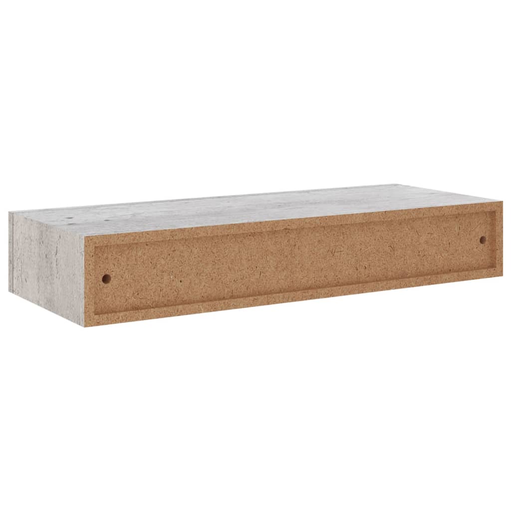 vidaXL Lentynos su stalčiais, 2vnt., betono pilkos, 60x23,5x10cm, MDF