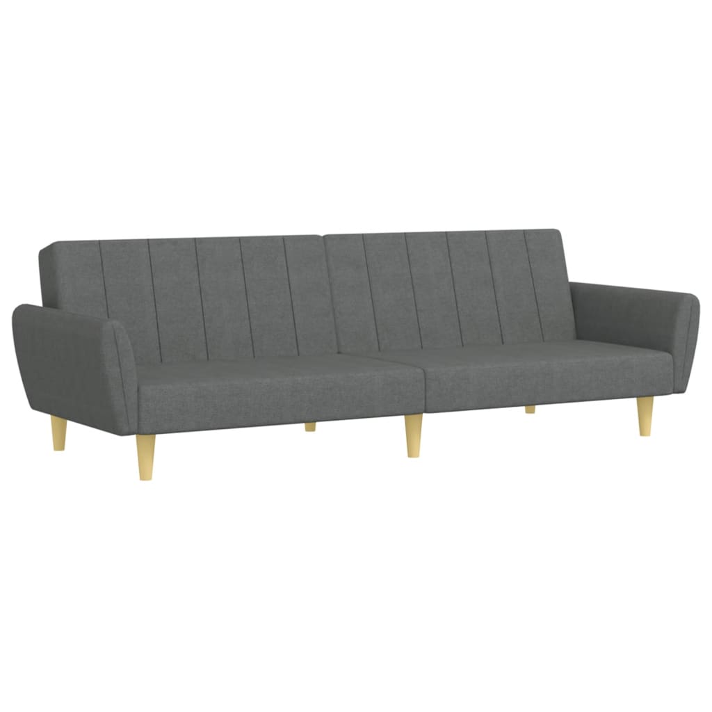 vidaXL Dvivietė sofa-lova su pakoja, tamsiai pilkos spalvos, audinys