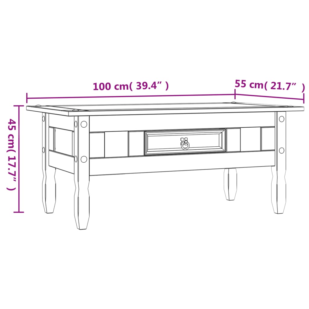 vidaXL Kavos staliukas, pilkas, 100x55x45 cm, meksikinė pušis