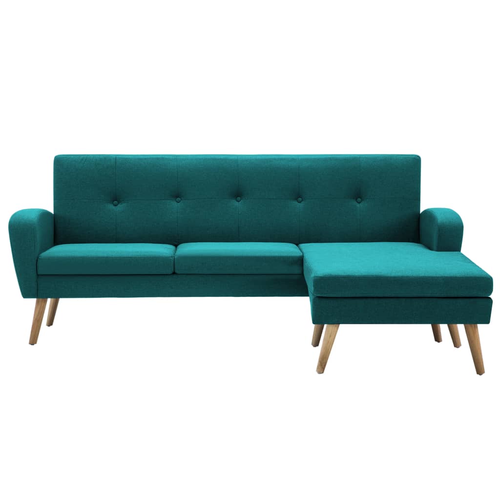 vidaXL L-formos sofa, žalia, 186x136x79 cm, audinio apmušalas