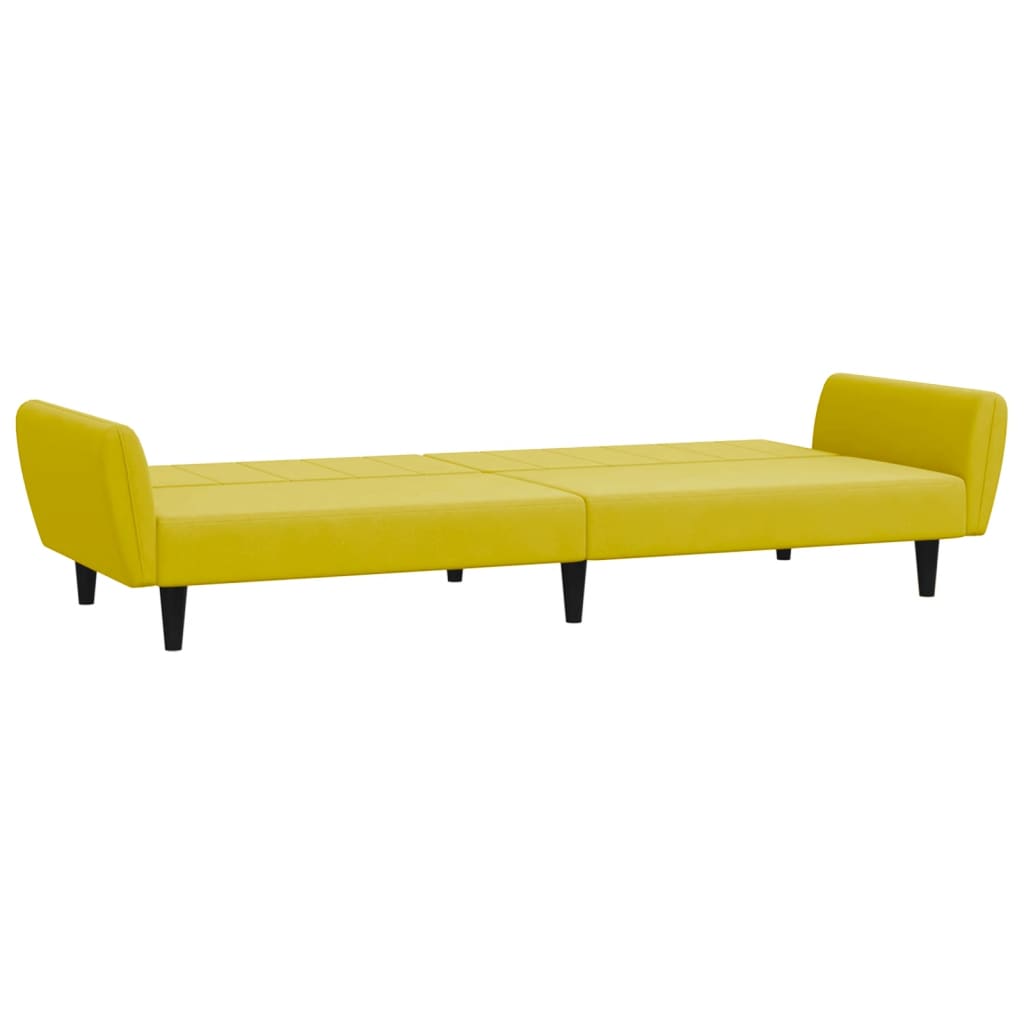 vidaXL Dvivietė sofa-lova su pakoja, geltonos spalvos, aksomas