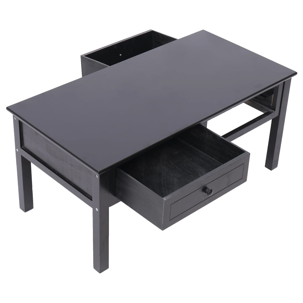 vidaXL Kavos staliukas, juodas, 100x50x45cm, mediena