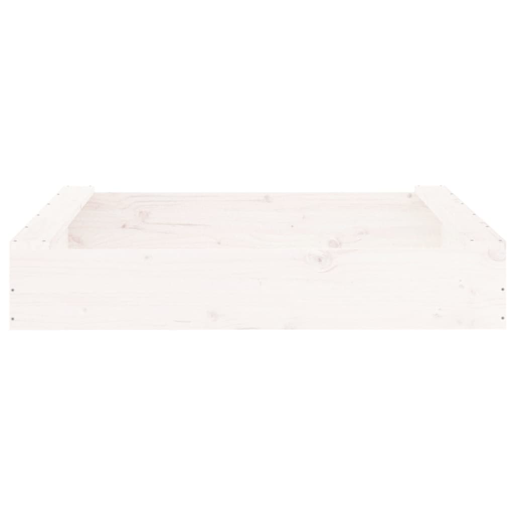 vidaXL Smėlio dėžė su sėdynėmis, balta, pušies masyvas, kvadratinė