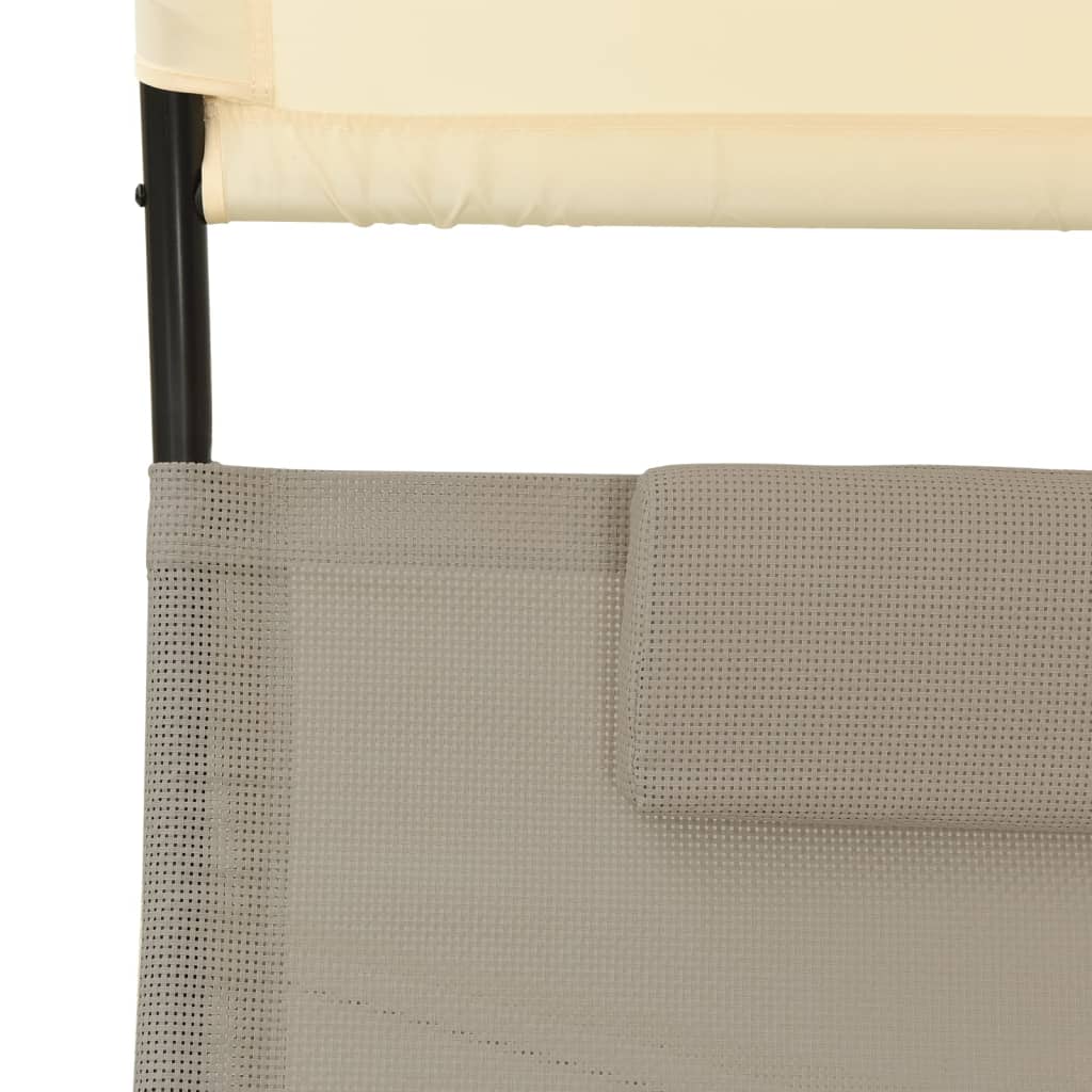 vidaXL Dvivietis saulės gultas, taupe ir kreminis, tekstilenas