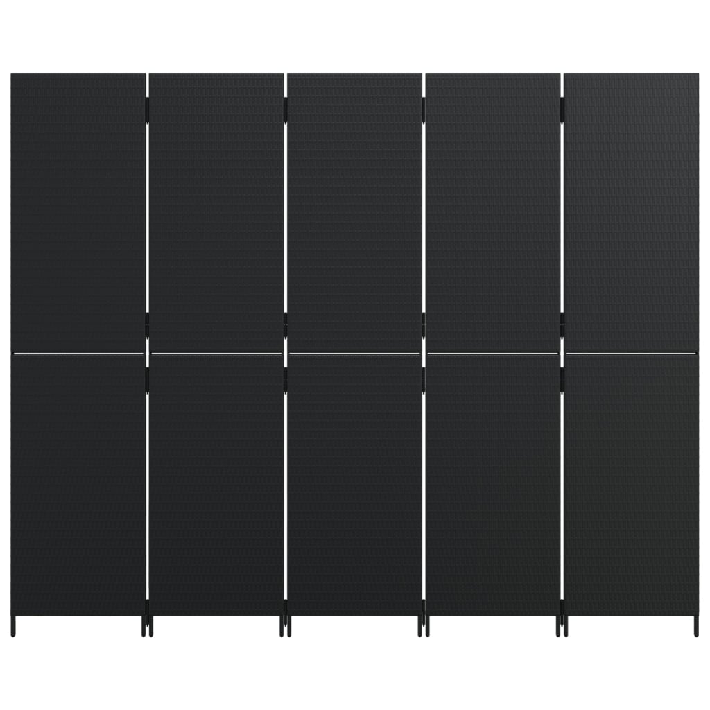 vidaXL Kambario pertvara, 5 segmentai, juodos spalvos, poliratanas