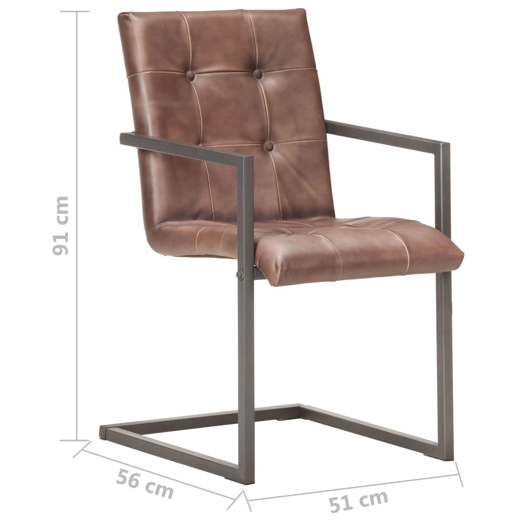 vidaXL Gembinės valgomojo kėdės, 4vnt., baltintos rudos, tikra oda