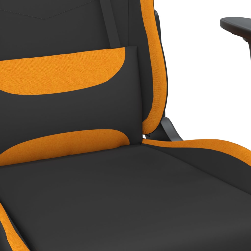 vidaXL Masažinė žaidimų kėdė, juodos ir oranžinės spalvos, audinys