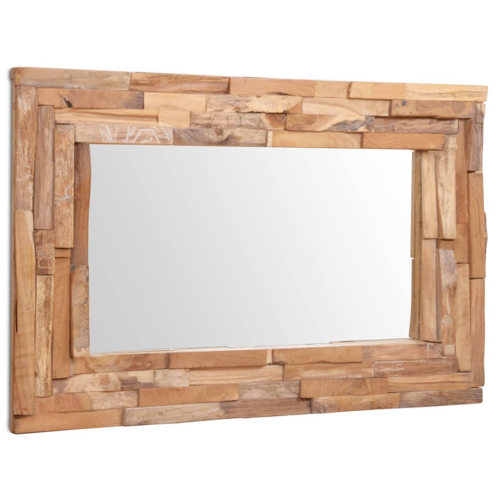 vidaXL Dekoratyvus veidrodis, tikmedis, 90x60cm, stačiakampio formos