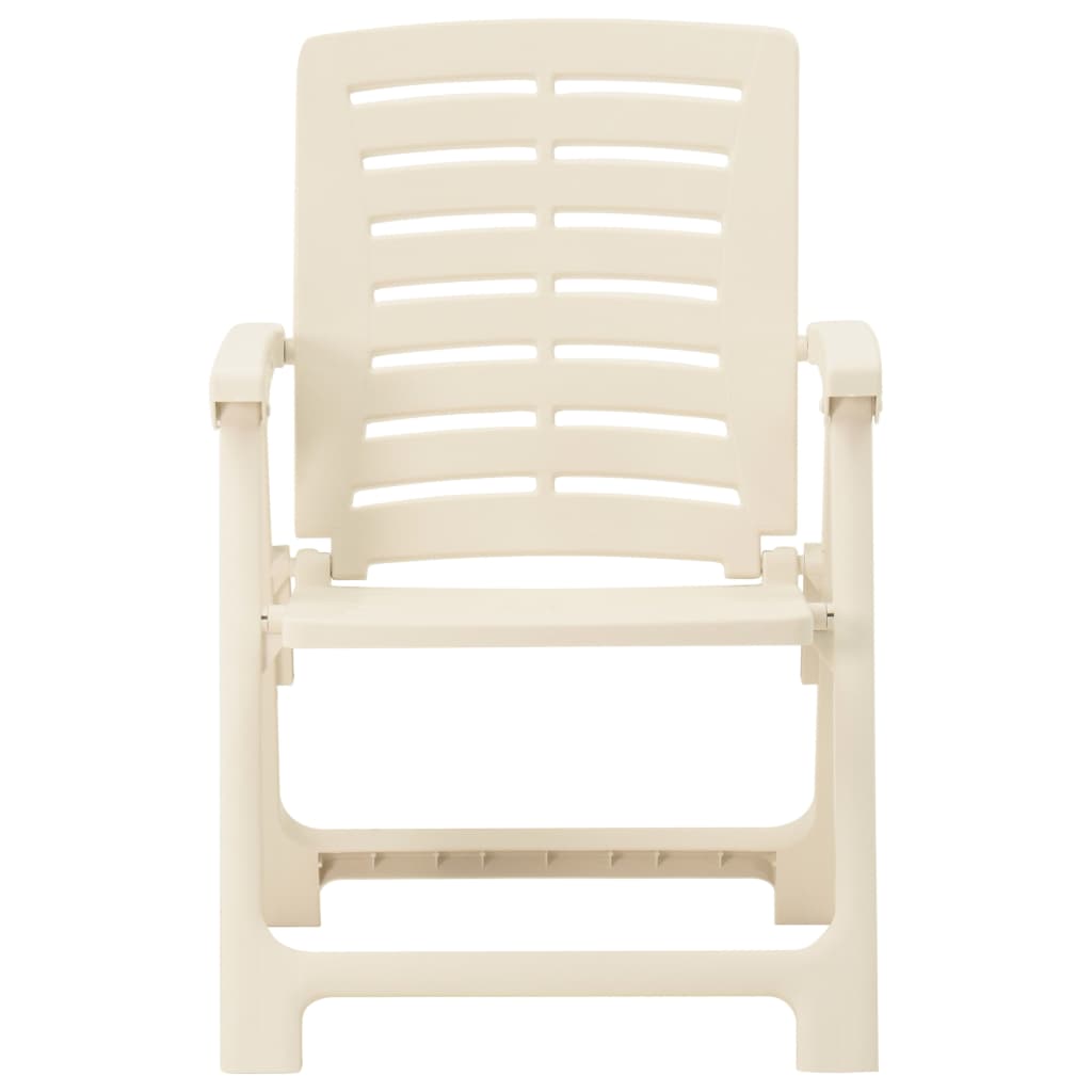vidaXL Sodo kėdės, 4vnt., baltos spalvos, plastikas