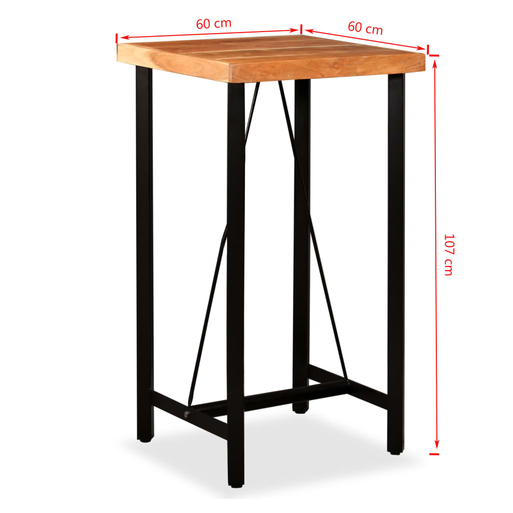 vidaXL Baro stalas, akacijos mediena, 60x60x107 cm