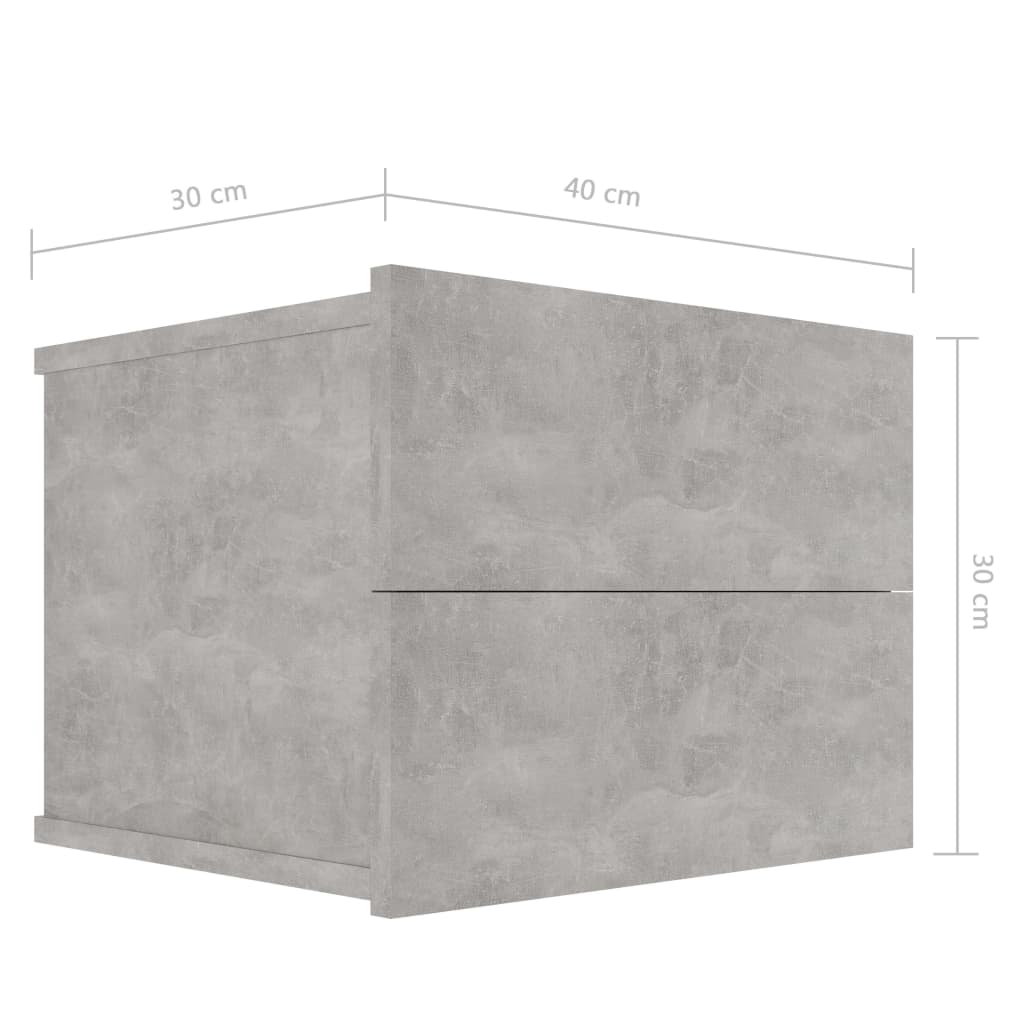 vidaXL Naktinės spintelės, 2vnt., betono pilkos, 40x30x30cm, MDP