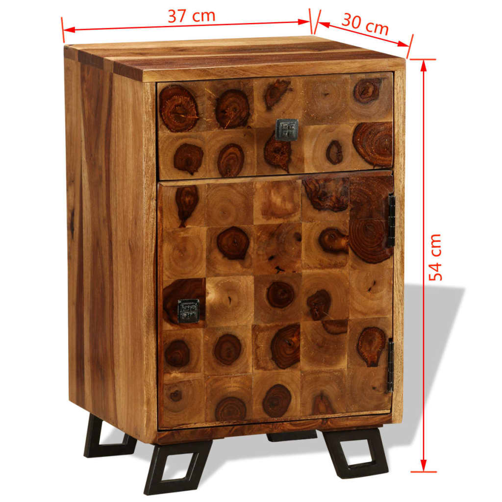 vidaXL Naktinis staliukas, rausvosios dalbergijos mediena, 37x30x54cm