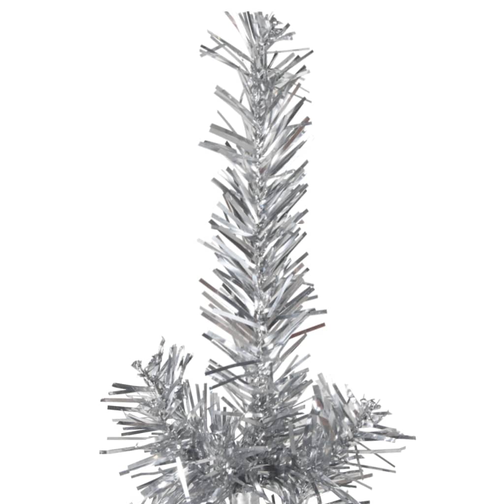 vidaXL Siaura dirbtinė pusinė Kalėdų eglutė su stovu, sidabrinė, 240cm