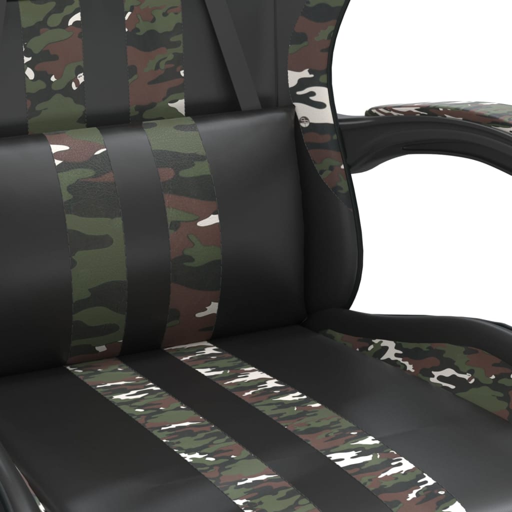 vidaXL Žaidimų kėdė su pakoja, juoda ir kamufliažinė, dirbtinė oda