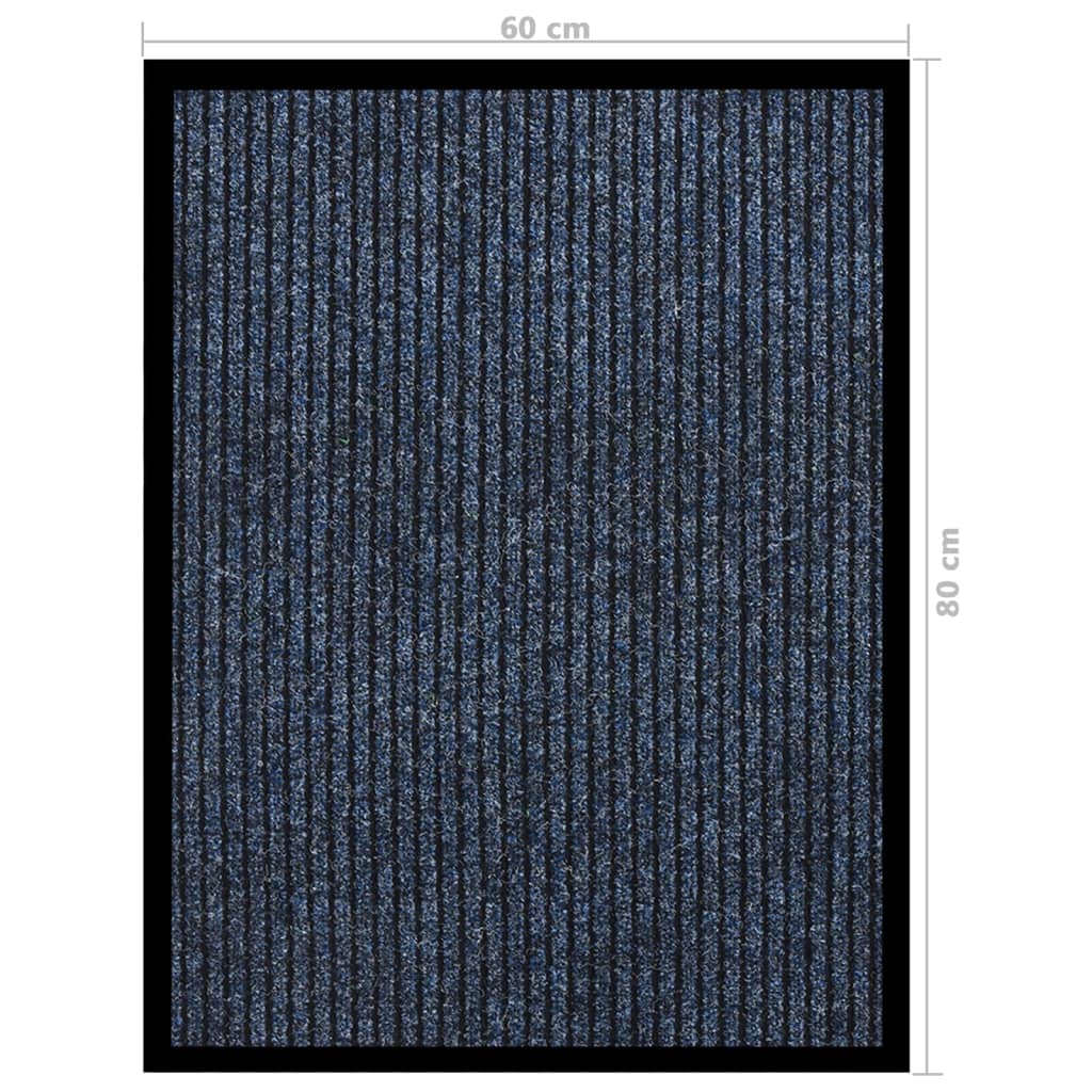 vidaXL Durų kilimėlis, mėlynos spalvos, 60x80cm, dryžuotas