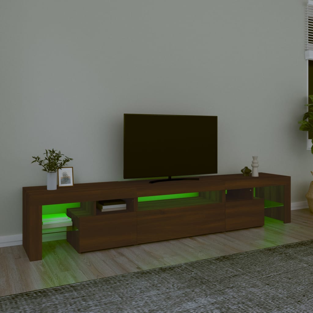 vidaXL Televizoriaus spintelė su LED, ruda ąžuolo, 215x36,5x40cm