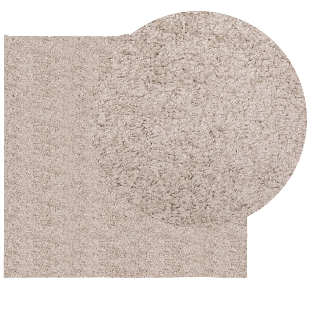 vidaXL Shaggy kilimas PAMPLONA, smėlio, 200x200cm, aukšti šereliai