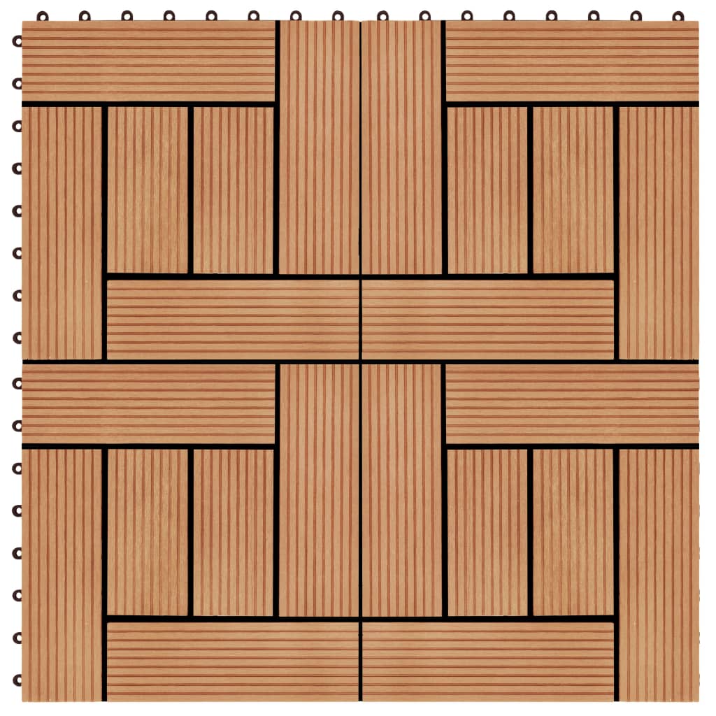 vidaXL Grindų plytelės, 22 vnt., tikmedžio sp., 30x30 cm, 2m², WPC