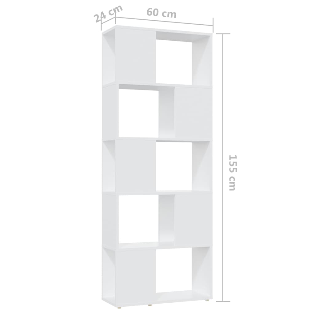 vidaXL Spintelė knygoms/kambario pertvara, balta, 60x24x155cm, MDP