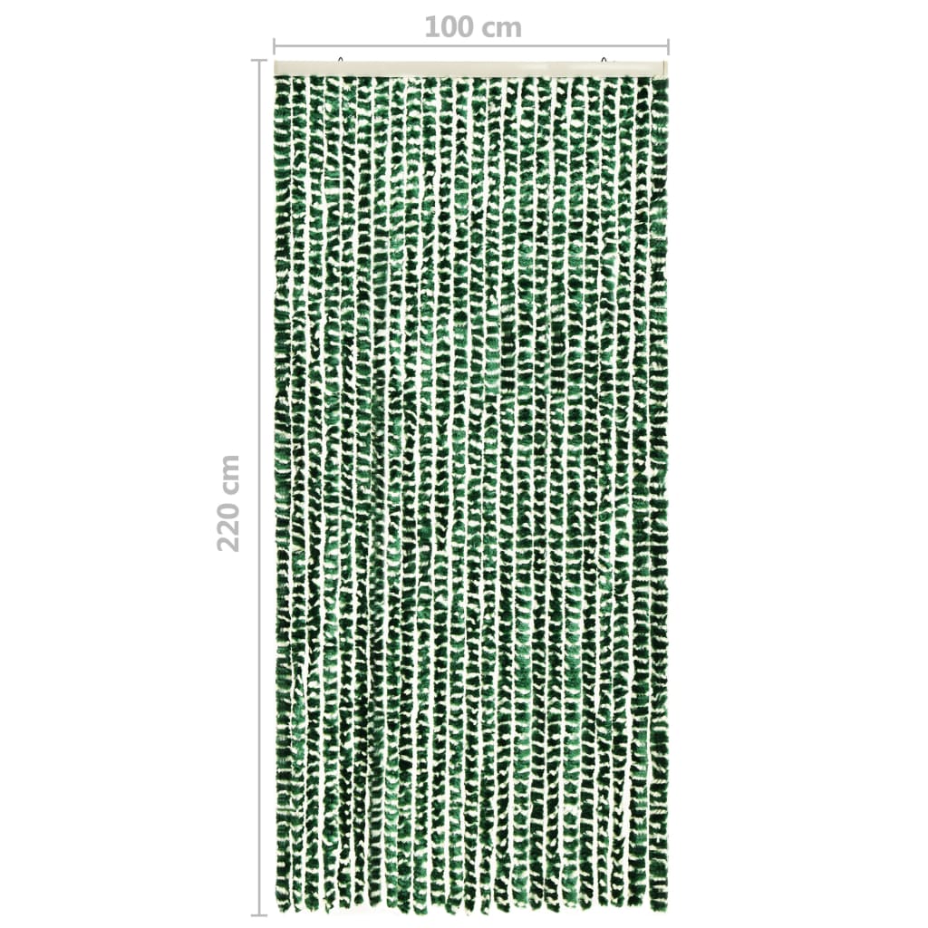 vidaXL Užuolaida nuo vabzdžių, žalia ir balta, 100x220cm, šenilis