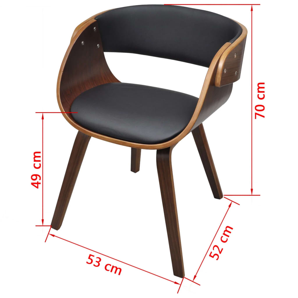 vidaXL Valgomojo kėdės, 2vnt., rudos, išlenkta mediena ir dirbtinė oda