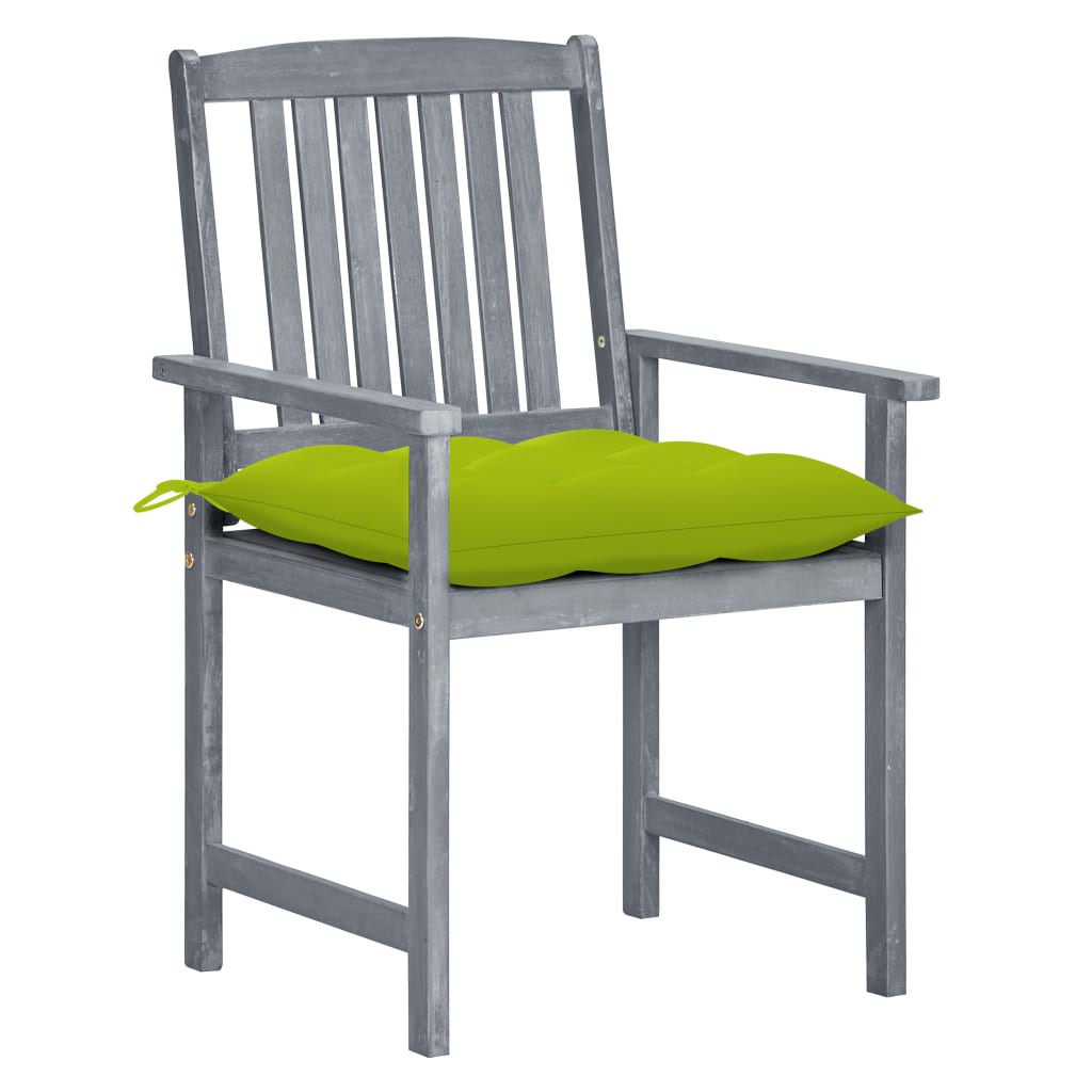 vidaXL Sodo kėdės su pagalvėlėmis, 2vnt., pilkos, akacijos masyvas