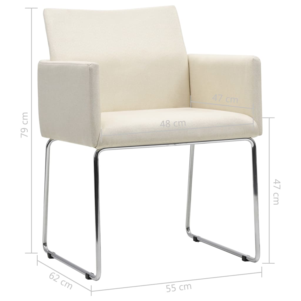 vidaXL Valgomojo kėdės, 4vnt., baltos, audinys