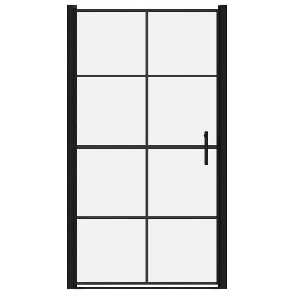 vidaXL Dušo durys, juodos spalvos, 100x178cm, grūdintas stiklas