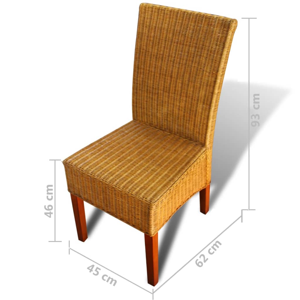 vidaXL Valgomojo kėdės, 2vnt., rudos, natūralus ratanas