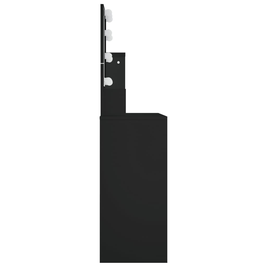 vidaXL Kosmetinis staliukas su LED, juodas, 86,5x35x136cm
