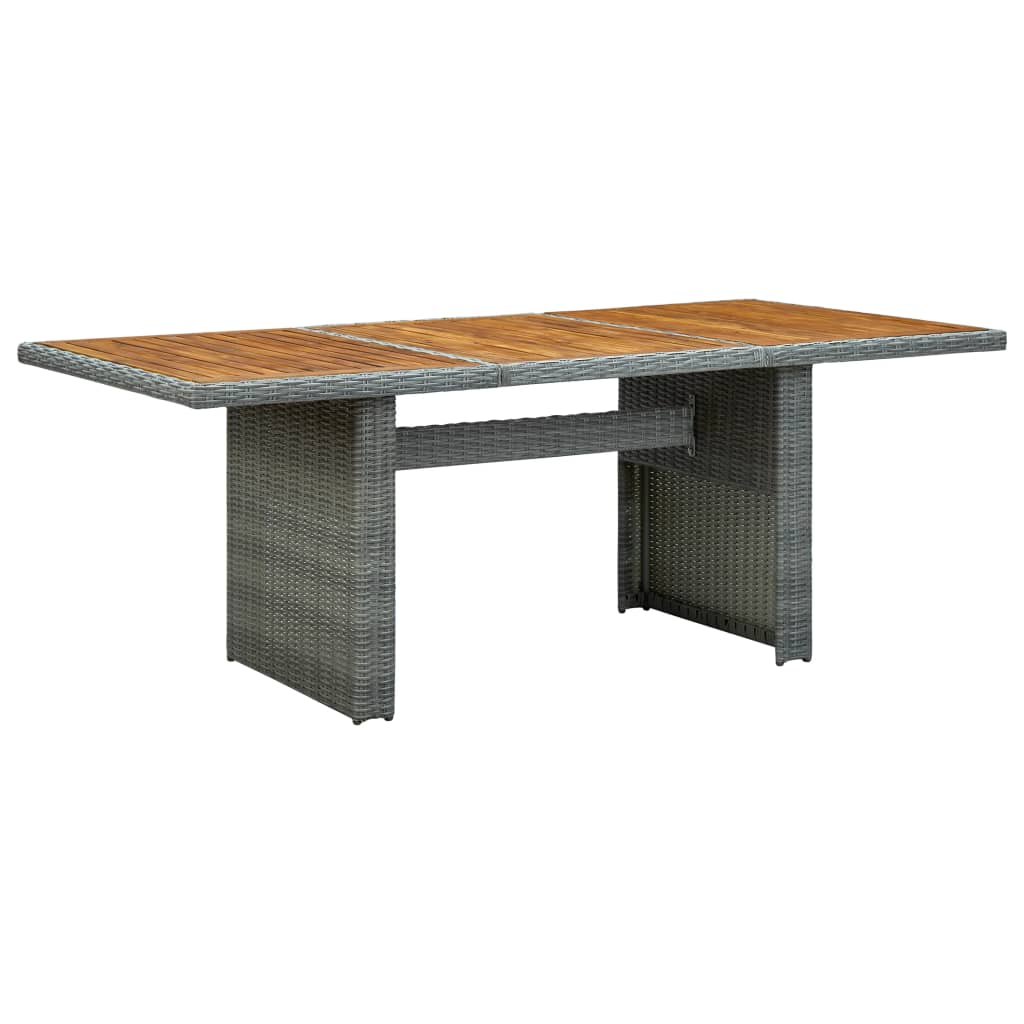 vidaXL Sodo stalas, šviesiai pilkas, poliratanas ir akacijos masyvas