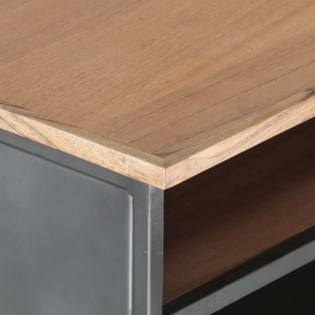 vidaXL Kavos staliukas, pilkas, 90x50x35cm, akacijos medienos masyvas