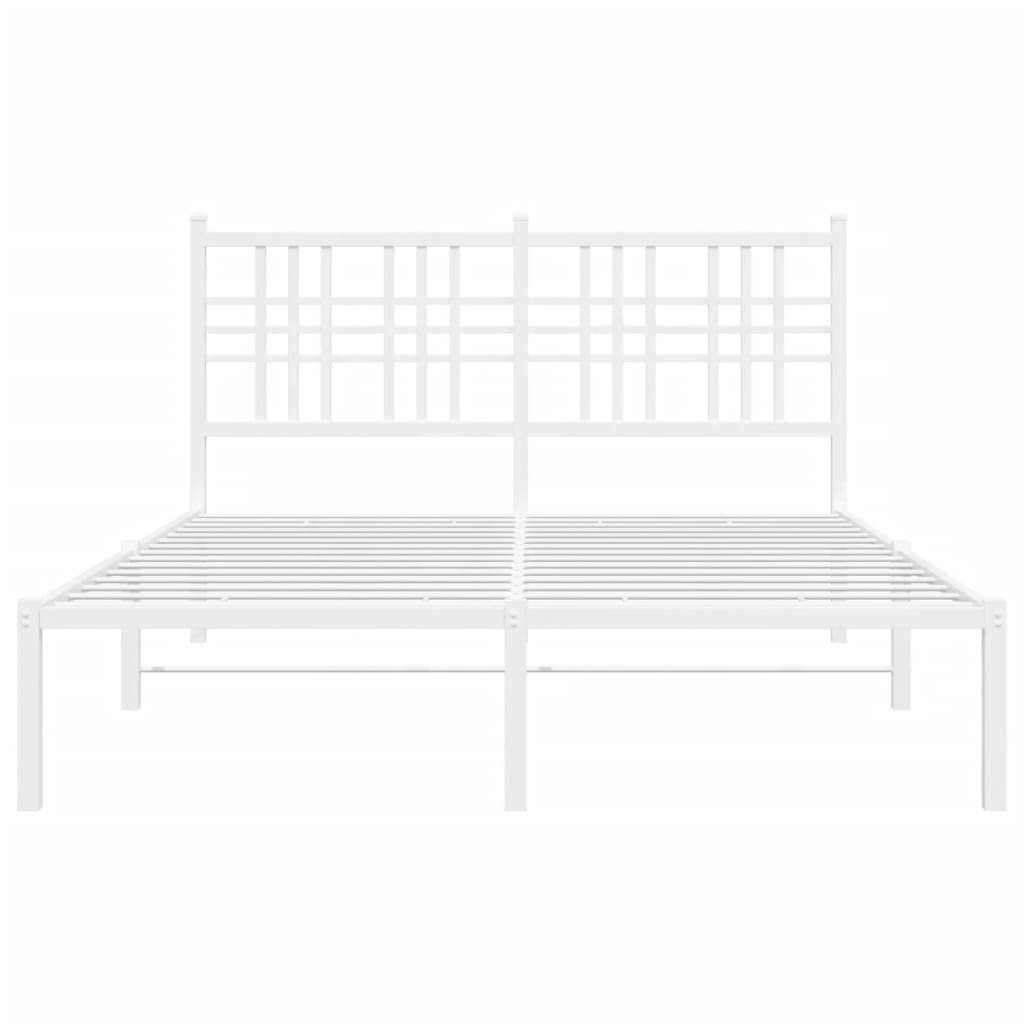 vidaXL Metalinis lovos rėmas su galvūgaliu, baltos spalvos, 135x190cm