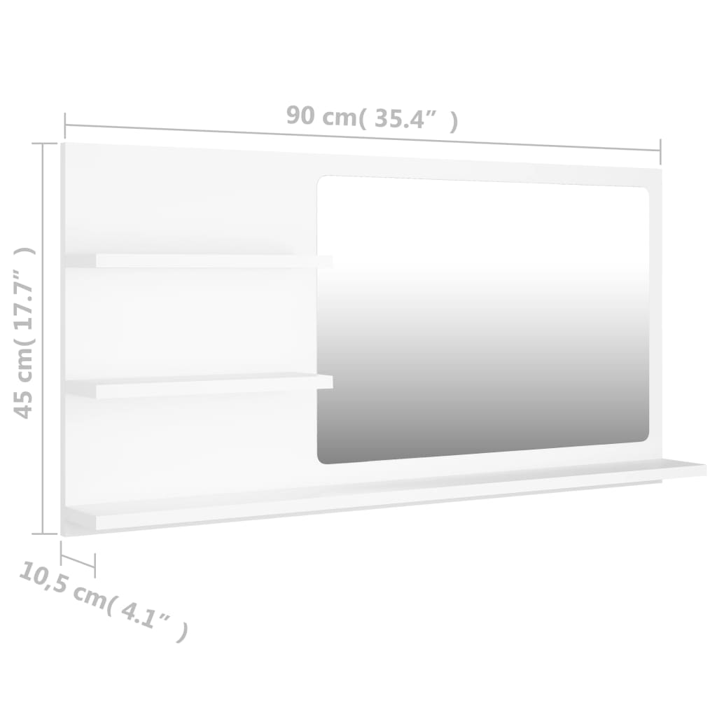 vidaXL Vonios kambario veidrodis, baltos spalvos, 90x10,5x45cm, MDP