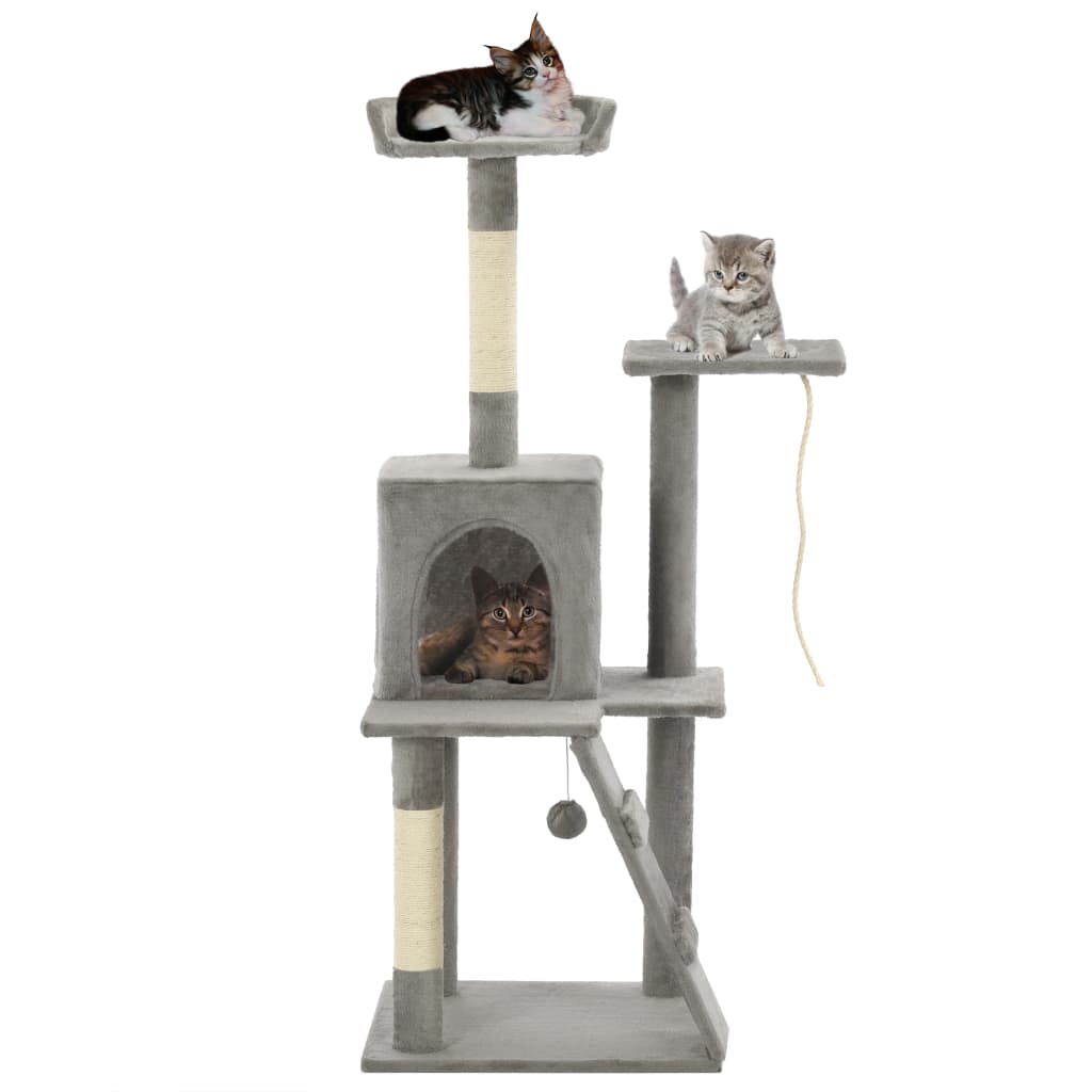 vidaXL Draskyklė katėms su stovais iš sizalio, 120cm, pilka