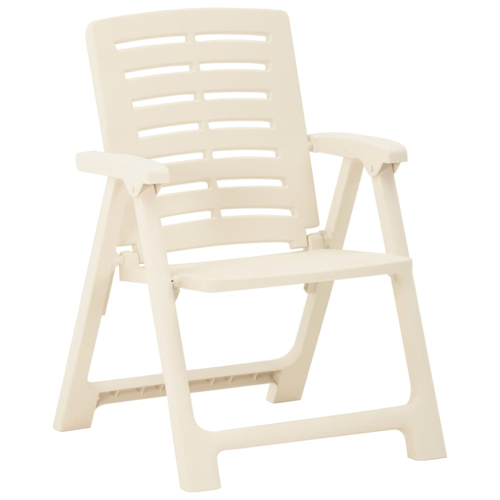 vidaXL Sodo kėdės, 2vnt., baltos spalvos, plastikas