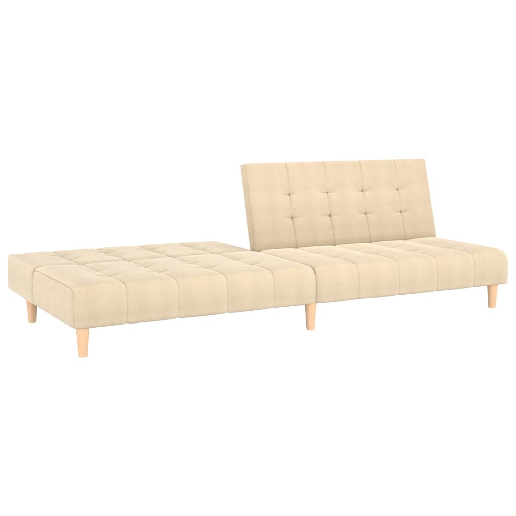 vidaXL Dvivietė sofa-lova, kreminės spalvos, audinys