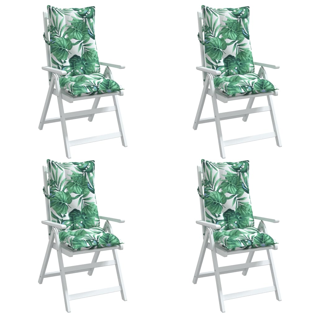 vidaXL Kėdės pagalvėlės, 4vnt., oksfordo audinys, su lapais