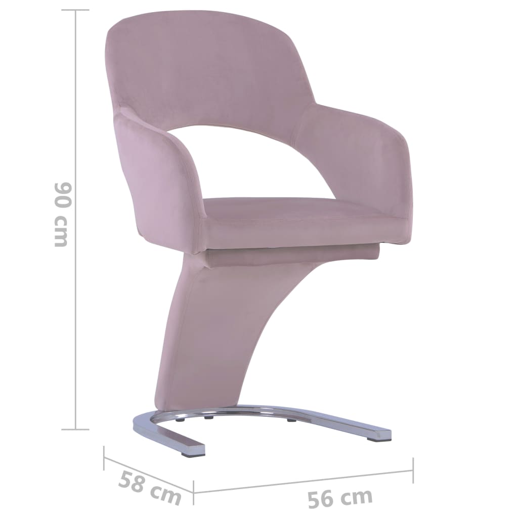 vidaXL Valgomojo kėdės, 2vnt., rožinės spalvos, aksomas